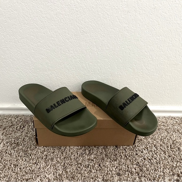 Balenciaga Olive Green Slides main image 4